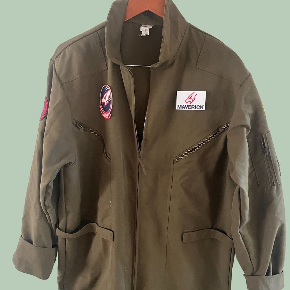 Paramount Top Gun Maverick Goose Mens XL‎ Green Full Length Jumpsuit Costume